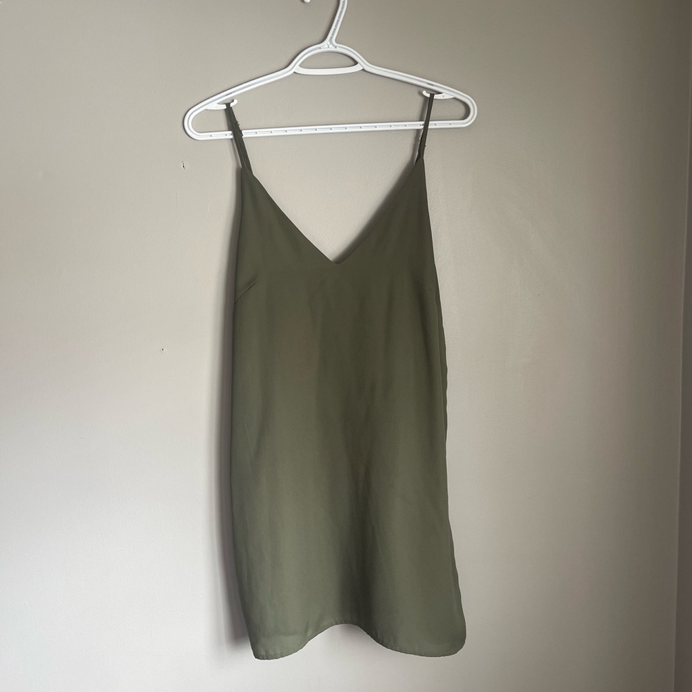 Green satin dress